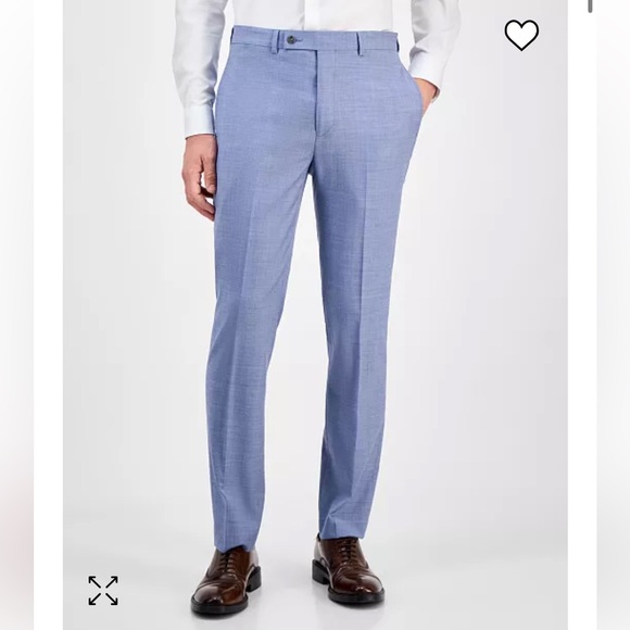Calvin Klein Men's Slim-Fit Wool-Blend Stretch Dress Pants Light Blue 34W 32L